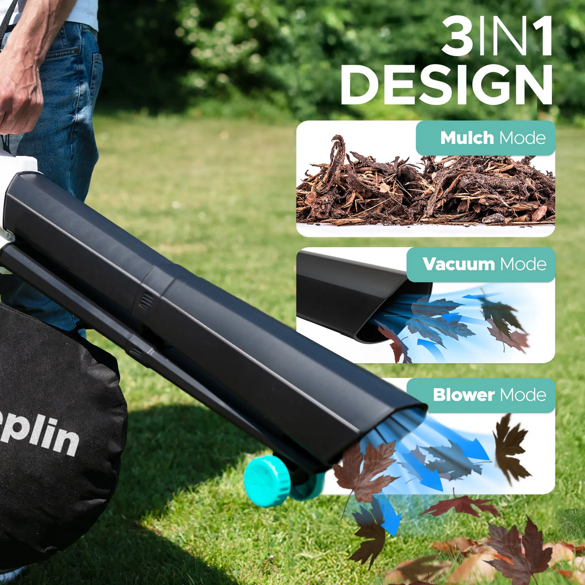 3‑in‑1 Leaf Blower, Garden Vacuum & Mulcher, 3500W Electric Leaf Cleaner with 35L Collection Bag, 10M Power Cord, Shoulder Strap & Wheels, for Garden Patio Leaves and Debris, 1‑Year Warranty