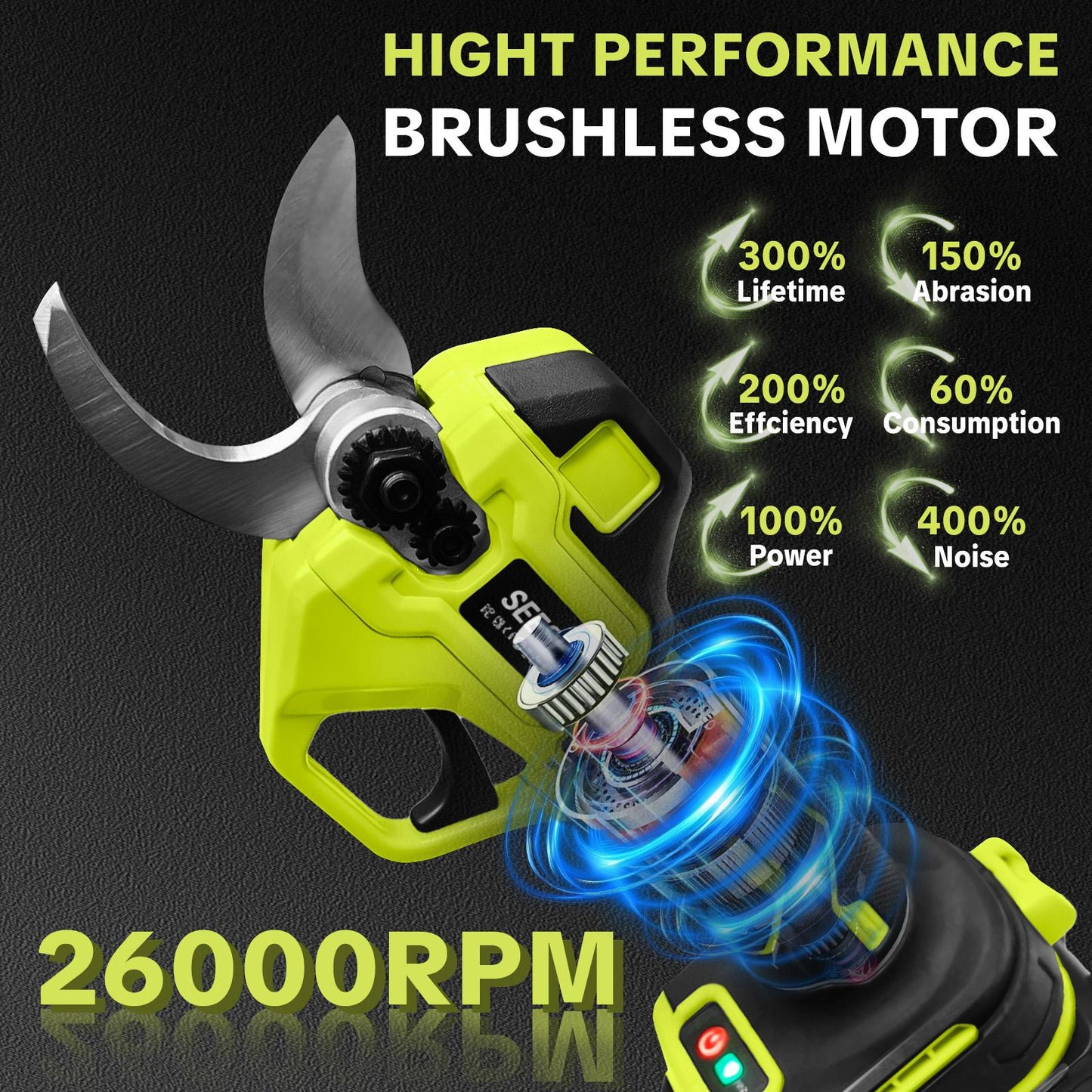Cordless Electric Pruning Shears for Gardening, 1.25‑Inch Cutting Capacity Brushless Power Pruner with Dual 21V Batteries, Ideal for Tree & Flower Trimming