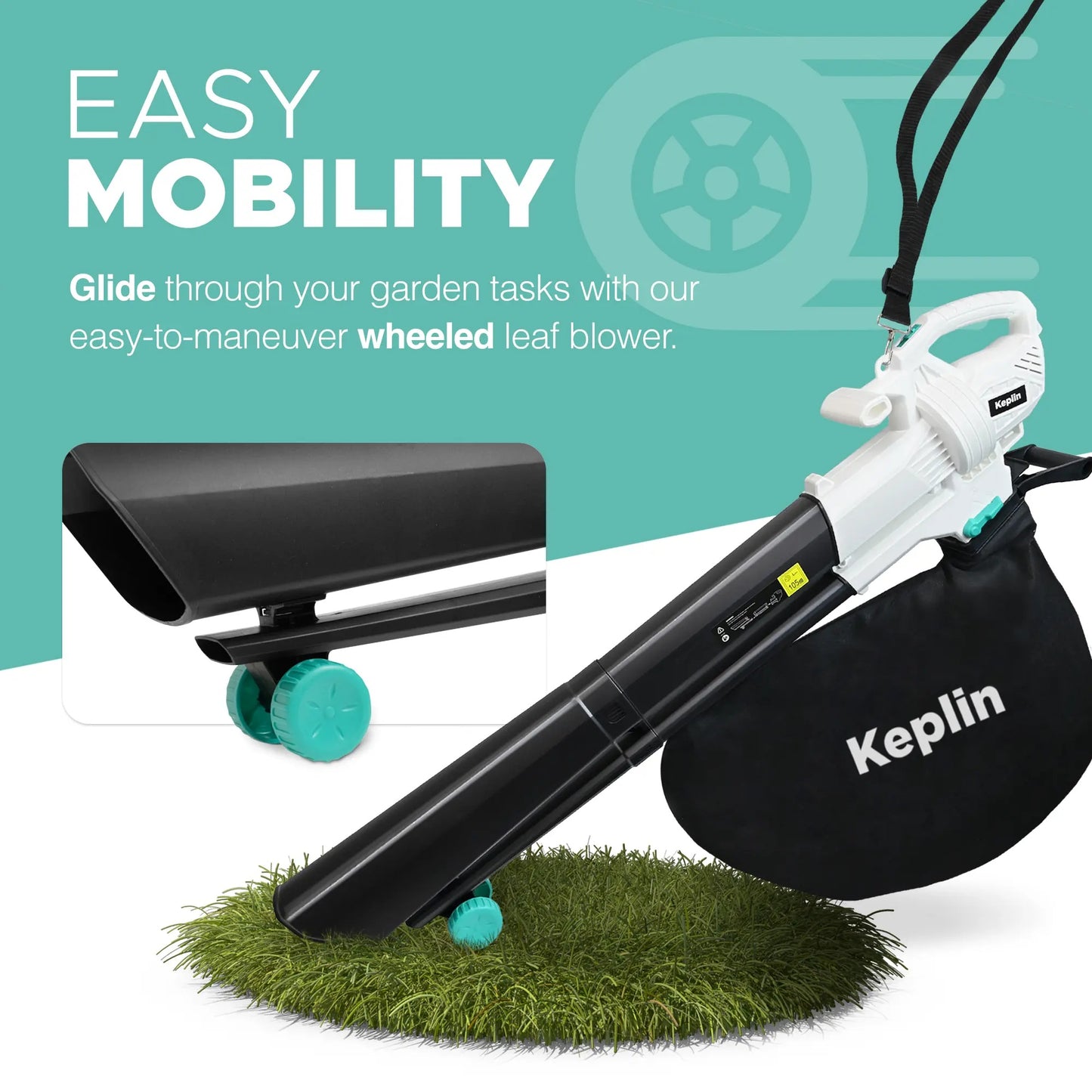 3‑in‑1 Leaf Blower, Garden Vacuum & Mulcher, 3500W Electric Leaf Cleaner with 35L Collection Bag, 10M Power Cord, Shoulder Strap & Wheels, for Garden Patio Leaves and Debris, 1‑Year Warranty