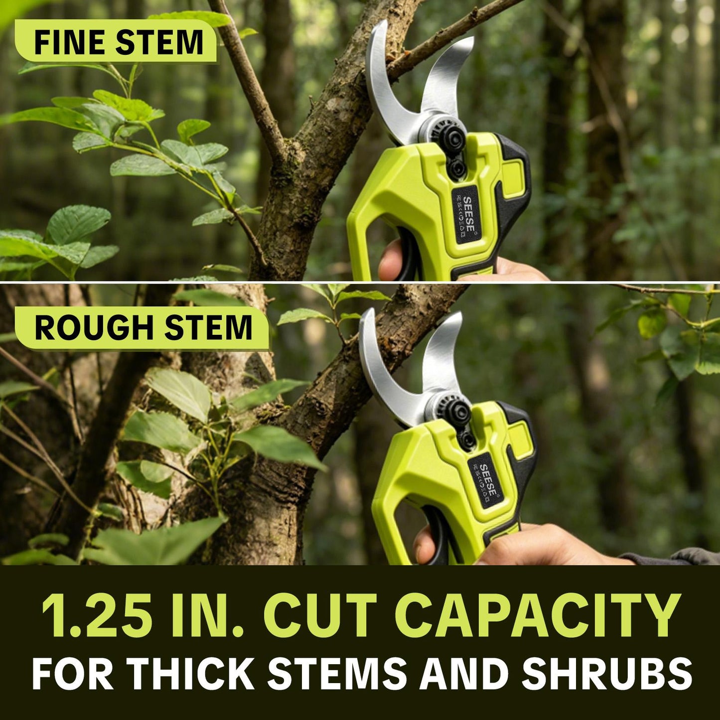 Cordless Electric Pruning Shears for Gardening, 1.25‑Inch Cutting Capacity Brushless Power Pruner with Dual 21V Batteries, Ideal for Tree & Flower Trimming