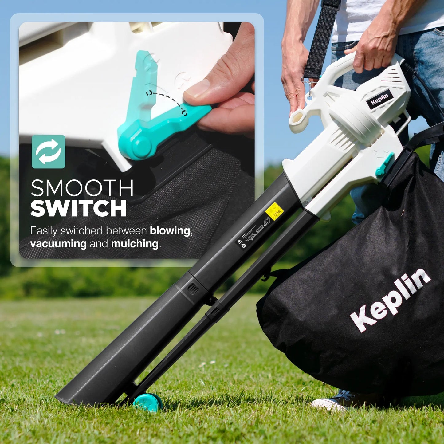 3‑in‑1 Leaf Blower, Garden Vacuum & Mulcher, 3500W Electric Leaf Cleaner with 35L Collection Bag, 10M Power Cord, Shoulder Strap & Wheels, for Garden Patio Leaves and Debris, 1‑Year Warranty